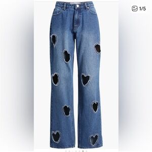 PTCL Heart Cutout Wide Leg Jeans